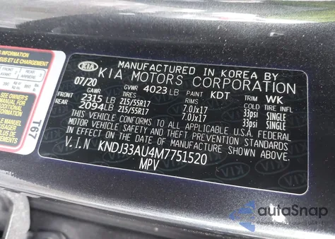 2021 Kia Soul Ex z USA, uszkodzony, nr VIN KNDJ33AU4M7751520